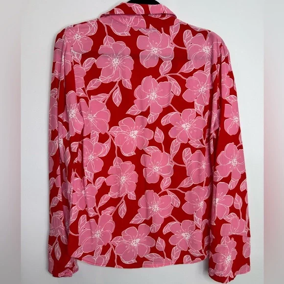 Zara Floral Red pink Women's Top size medium - Picture 8 of 9